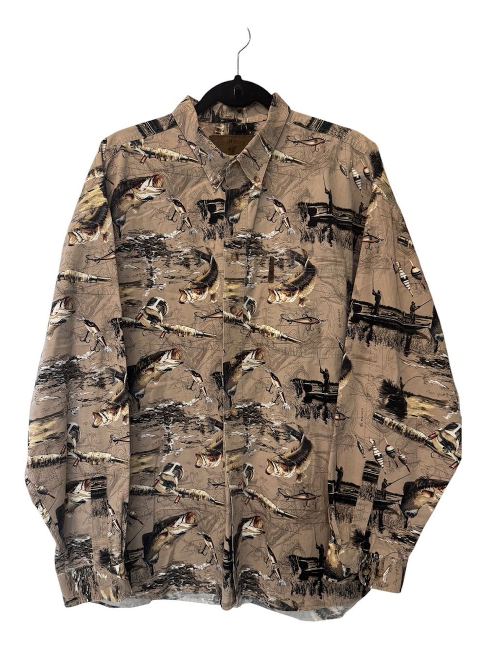 90s Vintage North River Men’s Fishing Utility Gorpcore Button Up Shirt Size XXL